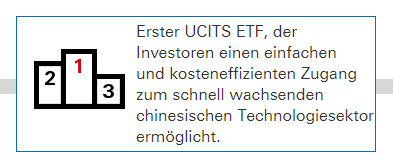 Erster UCITS ETF, der Investoren einen einfachen und kosteneffizienten Zugang zum schnell wachsenden chinesischen Technologiesektor ermöglicht.